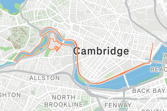 Cambridge Half Marathon course map